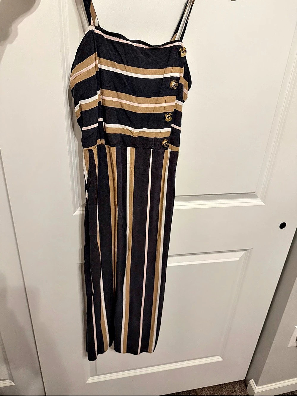 Apt. 9 Striped Wide Leg Jumpsuit in Black & Brown Size Small